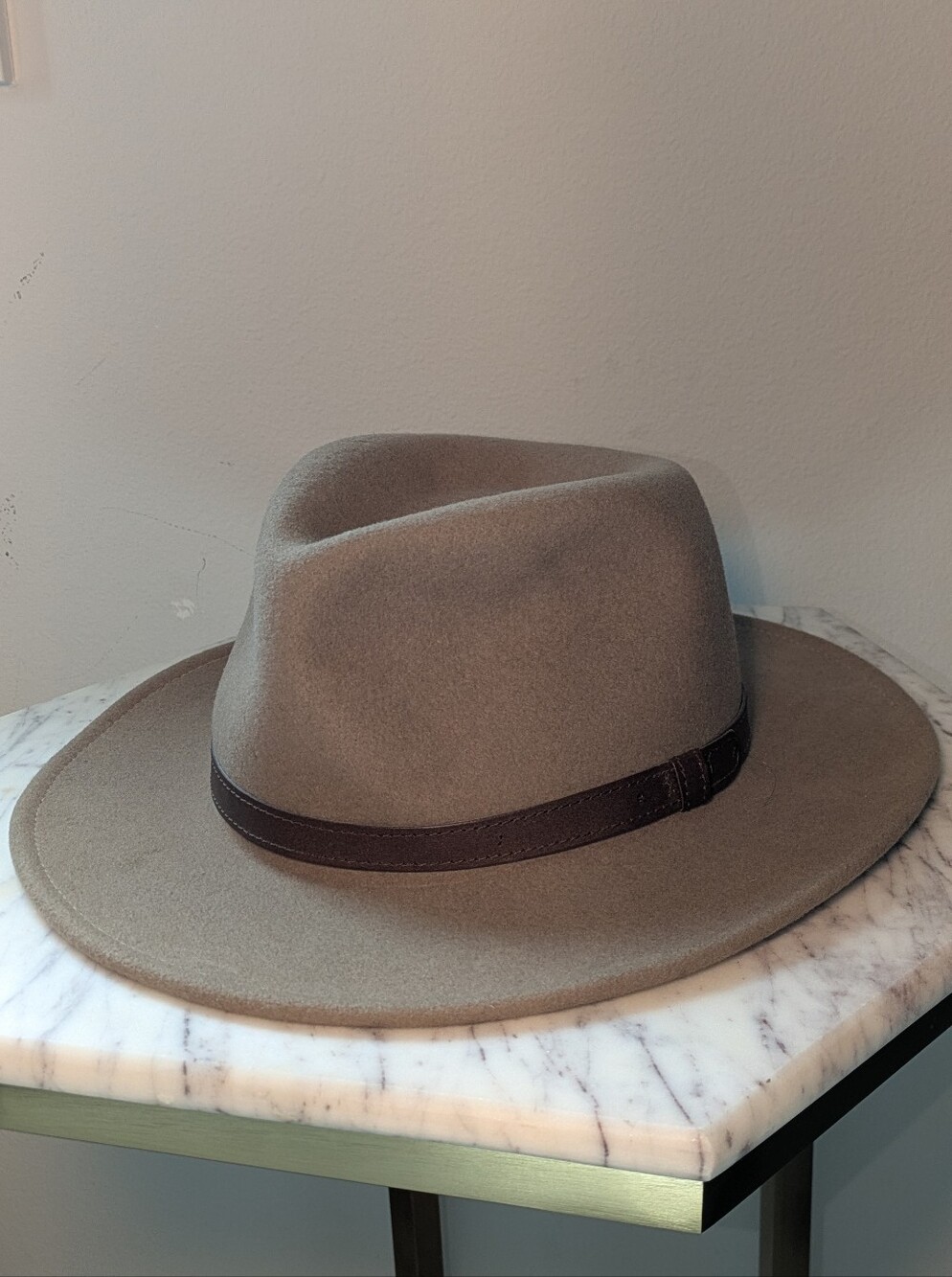 Pendleton 100% Wool Neutral WideBrim Fedora Hat with Leather Band Cowboy Cowgirl